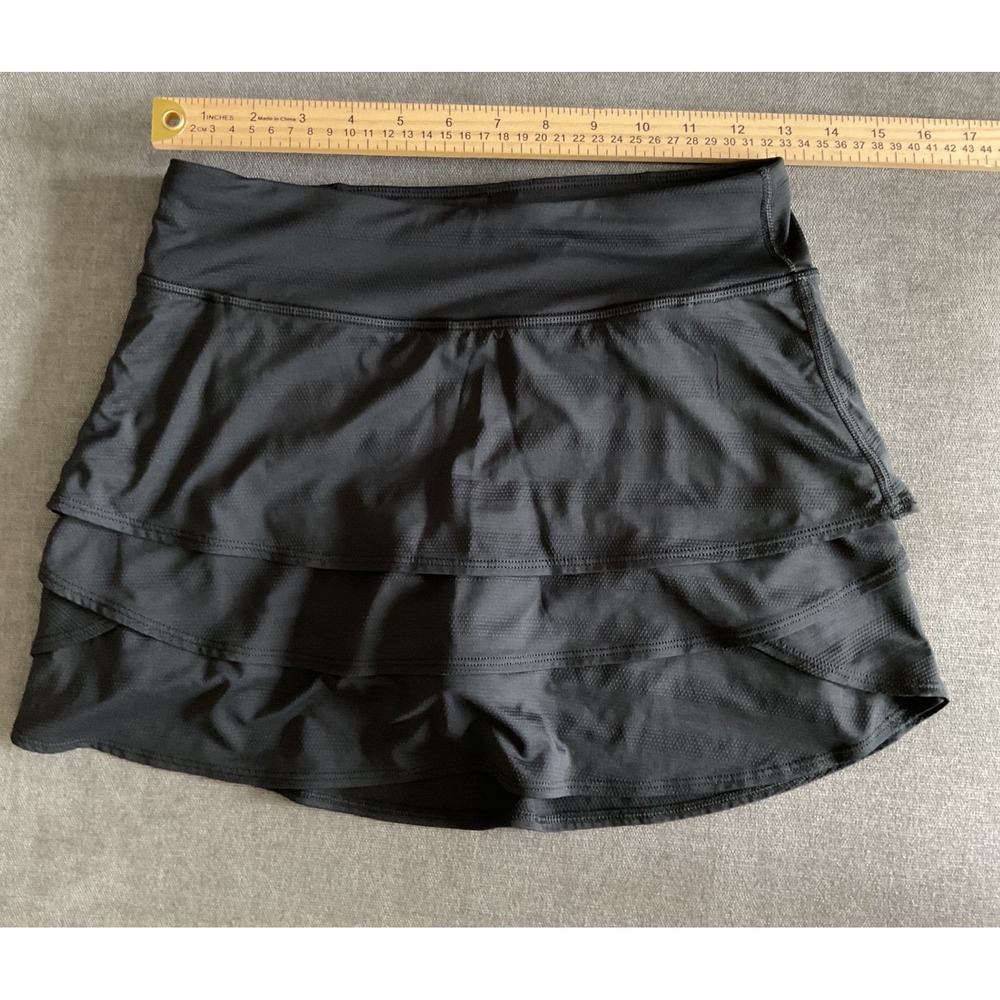 Athleta Girl Black Swing Skort Tiered Athletic Skirt Shorts XL 14 Zipper Pocket - Picture 6 of 7